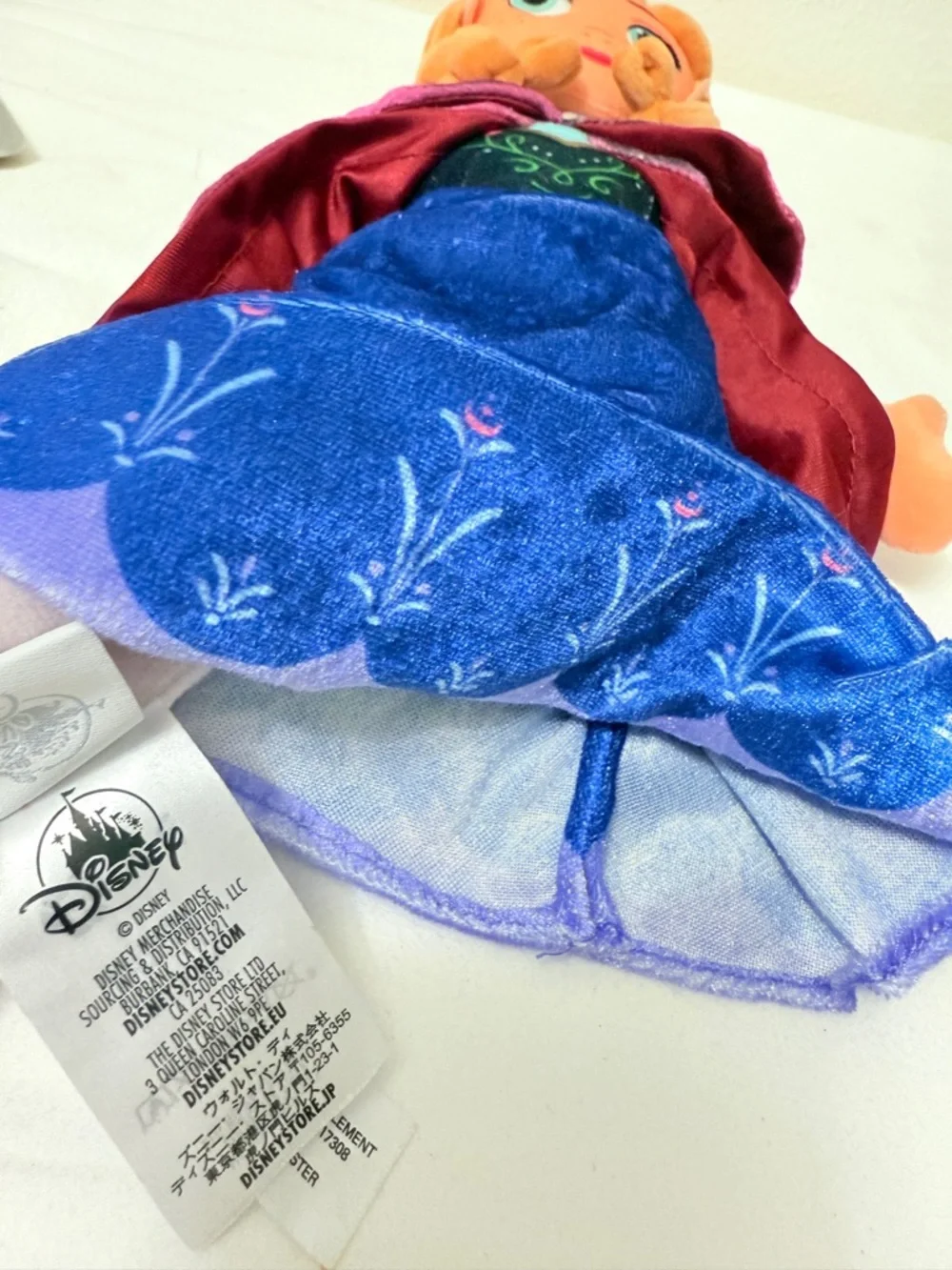 Disney Store Frozen Anna Plush Doll 17” Soft Stuffed Toy Princess Blue Dress